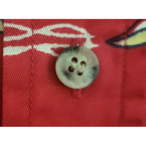 Vintage Bugle Boy Button Down Mens XXL Red W/Flag Short Sleeve Casual No Wrinkle - Picture 5 of 9